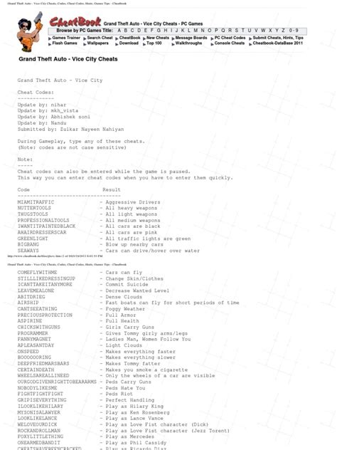 cheat code for vice city|Grand Theft Auto: Vice City – Cheats .